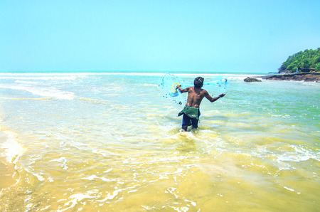 Fisherman, Agonda Beach, Goa, Indiaのeditorial素材