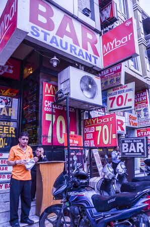 My Bar, a popular bar in Pahadganj Market in Delhiのeditorial素材