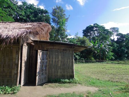 A bamboo hut in Majuli Island, Assamのeditorial素材