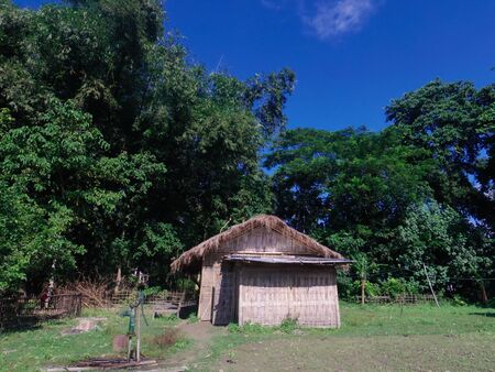 A bamboo hut in Majuli Island, Assamのeditorial素材