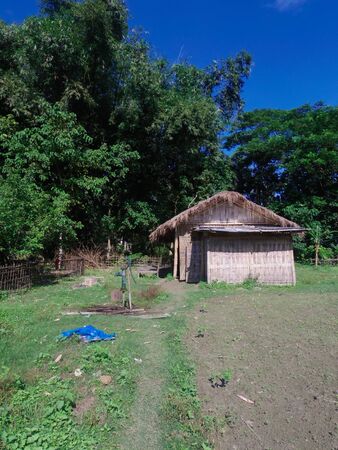 A bamboo hut in Majuli Island, Assamのeditorial素材