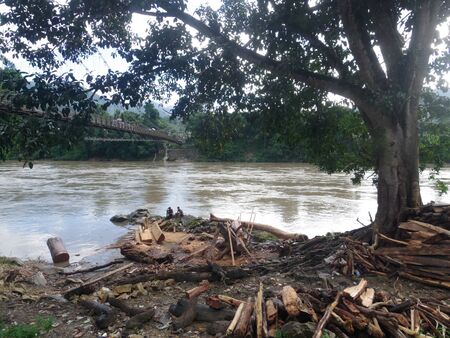 Subansiri River passing through Daparijoのeditorial素材