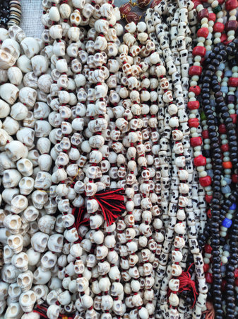Beads for sale at a market in India. Close up.の写真素材