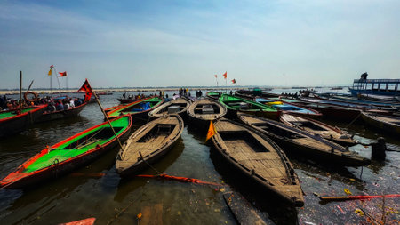 Traditional boats on the pier.の写真素材