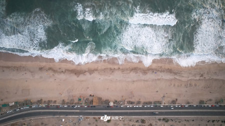 Aerial view of the beachの写真素材