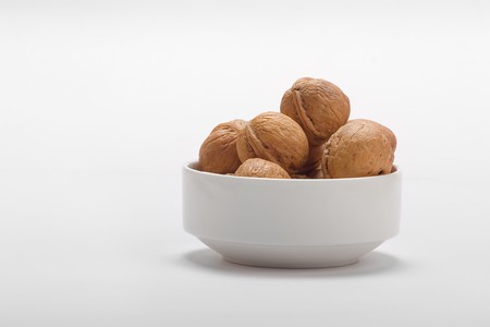 dry walnut fruit studio isolated close-upの写真素材