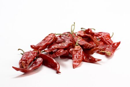 Macro shot of red hot chili peppers の写真素材