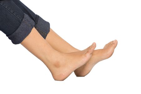Isolated Feet With pedicure over white background