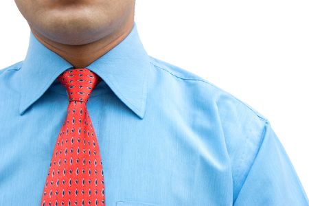 Business men in blue shirt adjusting tie close upの写真素材