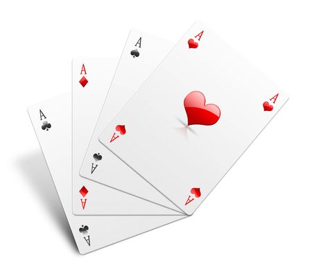Four of a kind aces on white background