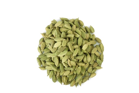Collection of Cardamom pods on white backgroundの写真素材