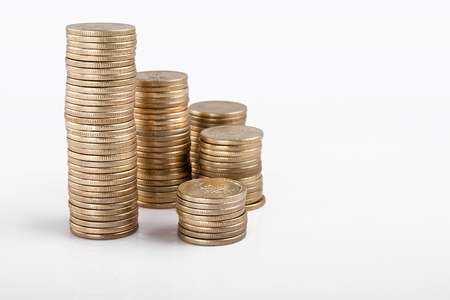 Pile of money  indian coin   isolated on white background