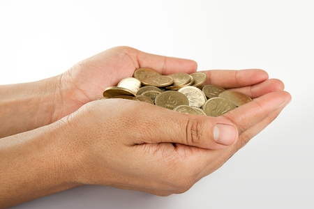 Pile of money  indian coin  in hand 