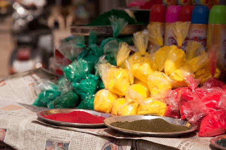 Different colors for sale in india on the occasion of holi  holli festivalの写真素材