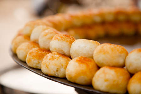 Fried potato cutlets on big pan
