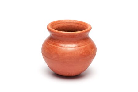 Close-up of soft clay pot over white backgroundの写真素材