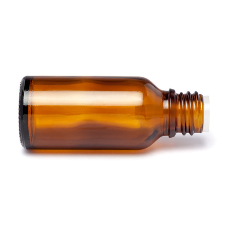 Amber color small pharma grade empty glass bottle.の写真素材
