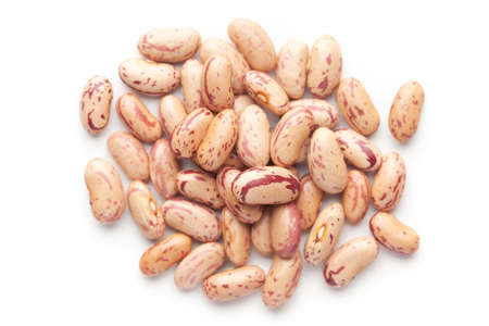 macro Close-up of Organic Lobia,  ( Lobia ) or kidney beans dal cleaned on a white background. Top...