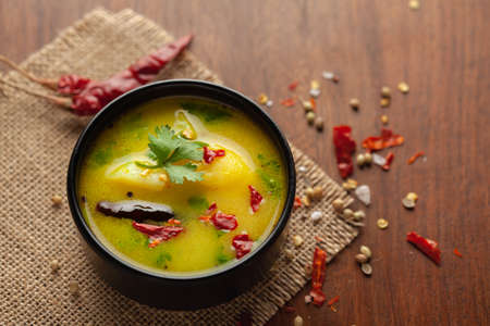 close-up of healthy curry of yogurt and potato (Dahi Aloo or Aaloo ) an Indian Classical dish....