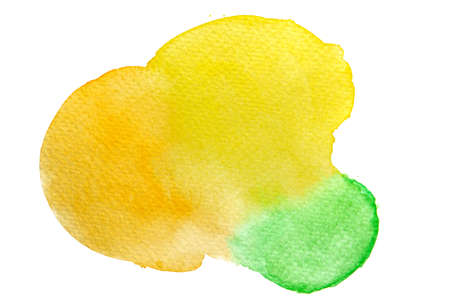 Abstract hand painted orange, yellow and green watercolor wallpaper.の写真素材