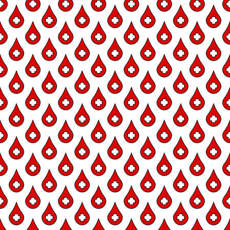 Seamless red blood drop and white cross pattern background. Blood donation and Medical concept. Seamless pattern and Square background.の写真素材