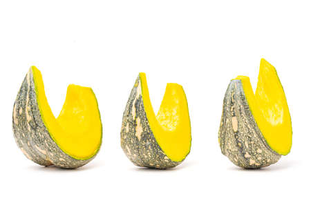 Isolated Slice Asian Pumpkin on White Backgroundの写真素材