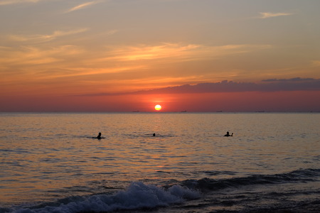 sunset with sea and skyの写真素材