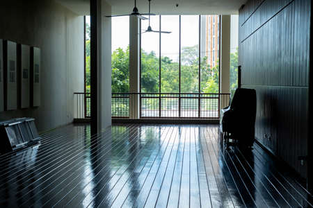 large hall in the hospital, shot in natural light, giving a feeling of despair and loneliness, in the middle of the hustle and bustle of the city.  Khonkaen,Thailand, 16 July 2021の写真素材
