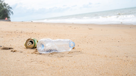 Hand picking up plastic bottle cleaning on the beach. Save the world concept. Environment, ecology...