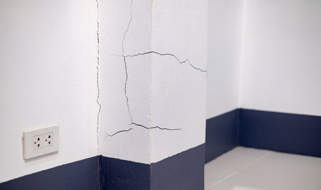 Wall Cracked, Concrete wall broken inside house, cement corner that effected with earthquake or...