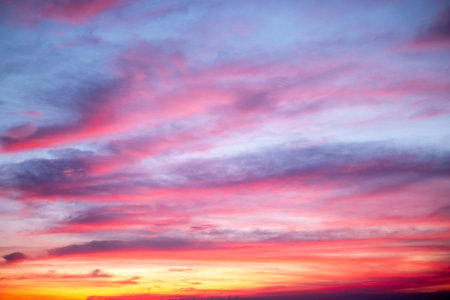 Sky,Beautiful sunset view, luxury soft gradient orange gold clouds and sunlight on the blue dramatic...