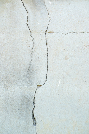 Cracked concrete wall broken wall at the outside cement corner that effected with earthquake and...