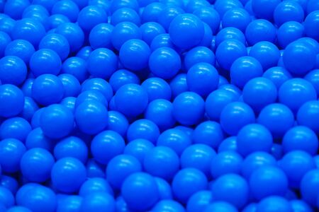 Blue balls background, room with a lot of blue ballsの写真素材