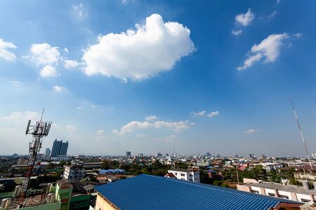 the city beautiful blue sky and white clouds background and wallpaper design ideasの写真素材