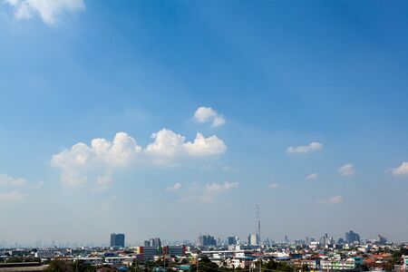 the city beautiful blue sky and white clouds background and wallpaper design ideasの写真素材