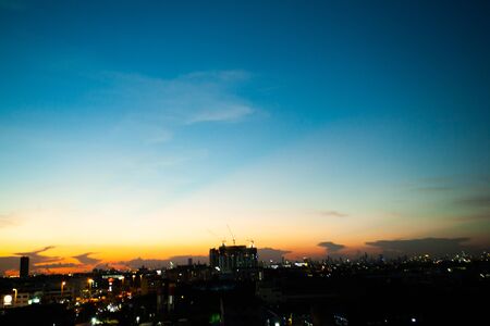 Beautiful blue sky and red cloud before the sunset in the capitalの写真素材