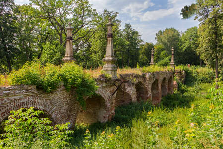The old stone bridge destroyed Russia Kiritsyの写真素材