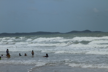 Beautiful sea scenery small waves hurry to the sand の写真素材