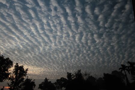 White clouds over blue sky  above viewの写真素材