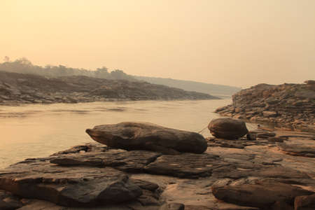 sunrise in the morning at maekhong river 