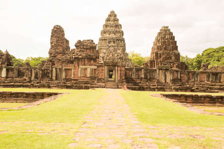Phimai historical park ,nakornratchasima ,thailand.   Prasat Hin, the temple of Hinduism in Thailand Prasat Hin Phimai At Phimai District Nakhon Ratchasima Provinceのeditorial素材