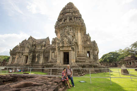 Phimai historical park ,nakornratchasima ,thailand.   Prasat Hin, the temple of Hinduism in Thailand Prasat Hin Phimai At Phimai District Nakhon Ratchasima Provinceのeditorial素材