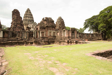 Phimai historical park ,nakornratchasima ,thailand.   Prasat Hin, the temple of Hinduism in Thailand Prasat Hin Phimai At Phimai District Nakhon Ratchasima Provinceのeditorial素材