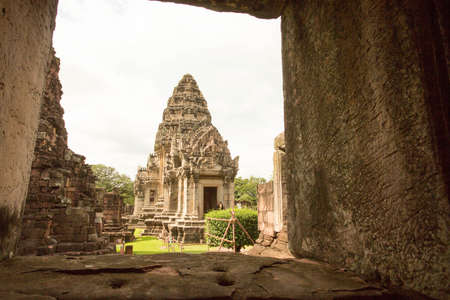 Phimai historical park ,nakornratchasima ,thailand.   Prasat Hin, the temple of Hinduism in Thailand Prasat Hin Phimai At Phimai District Nakhon Ratchasima Provinceのeditorial素材