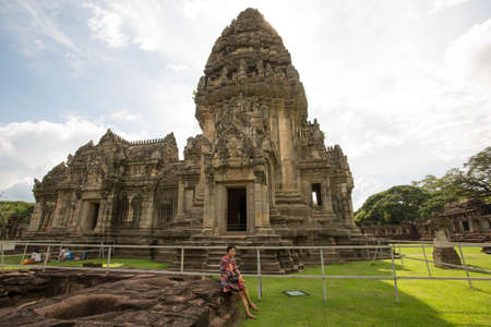 Phimai historical park ,nakornratchasima ,thailand.   Prasat Hin, the temple of Hinduism in Thailand Prasat Hin Phimai At Phimai District Nakhon Ratchasima Provinceのeditorial素材