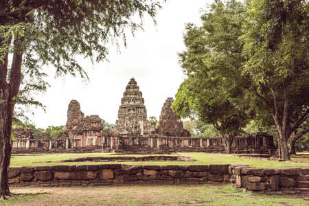 Phimai historical park ,nakornratchasima ,thailand.   Prasat Hin, the temple of Hinduism in Thailand Prasat Hin Phimai At Phimai District Nakhon Ratchasima Provinceのeditorial素材