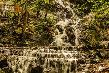 Beautiful small waterfall in rain forest at Maekampong, Chiang Mai, Thailand.の写真素材
