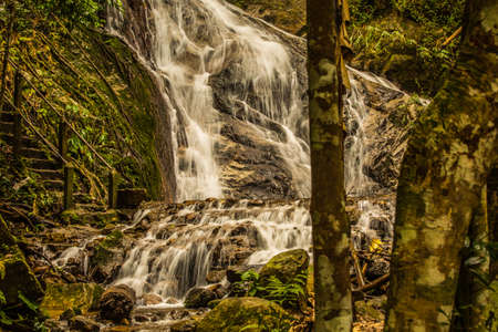 Beautiful small waterfall in rain forest at Maekampong, Chiang Mai, Thailand.の写真素材