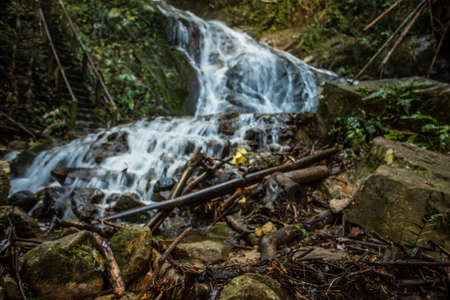 Beautiful small waterfall in rain forest at Maekampong, Chiang Mai, Thailand.の写真素材