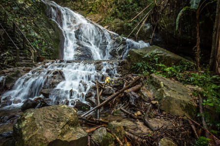 Beautiful small waterfall in rain forest at Maekampong, Chiang Mai, Thailand.の写真素材